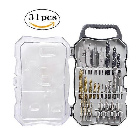 Boresæt træbearbejdning husholdnings hulværktøj spiralbor fladt bor batch hoved skruetrækker 31 dele Betterlifefg