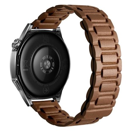 Huawei Watch GT 5 46mm klockarmband 22mm Universal 3-Bead Magnetic läderarmband - Brun