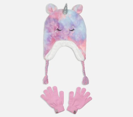 Skechers, Plush Tie-Dye Unicorn Hat Set, Uni Size, Flicka