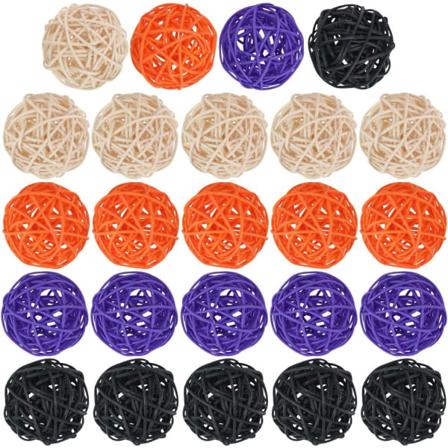 Rottinkipallo, 24 kpl 2 tuuman pajupallo koristeellinen pallopallo, maljakkotäyte Oranssi+luonnollinen+violetti+musta Orange+Natural+Purple+Black 