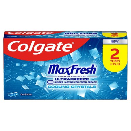 Colgate Tandpasta Max Fresh Cool Mint 2x75 ml, Medicin & Pleje, Mund & Tandpleje, Tandpasta