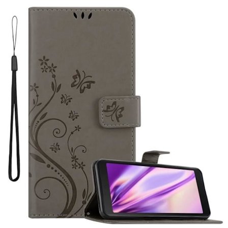 Fodral till Samsung Galaxy XCover 5 Fodral i GRÅ BLOMMA Fodral Fodral Skydds Blommig plånbok