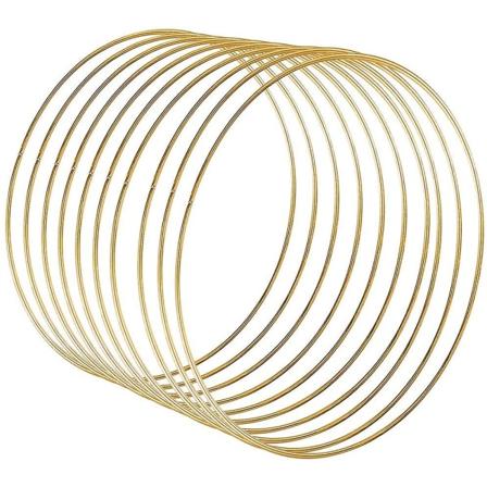Metalringe, 10 stk., 25 cm, guldbelagt, Trådringe til Håndværk, Til Viklingsteknik, Drømmfangere, Blomsterbindning, Bryllupskranse, Ring