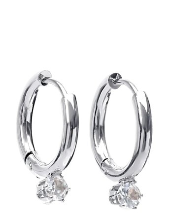 Timi of Sweden Oline - Crystal Hoop Earrings Stainless Steel - Silver - ONE SIZE