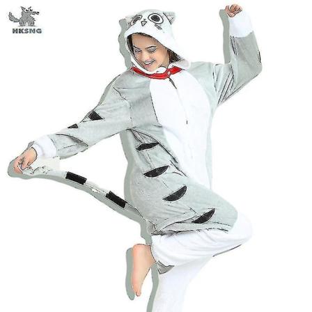 Hksng Kigurumi Dyr Voksne Katt Bjørn Hai Onesies Pyjamas Vaskebjørn Kostymer Drake Jumpsuit Jul Cheese Cat