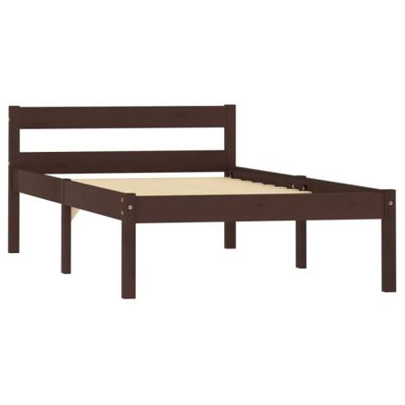 Vidaxl Sängram Mörkbrun Massiv Furu 100x200 Cm Brun