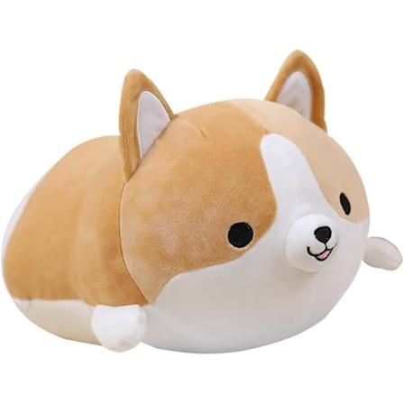 Corgi hund plysj pute, myk søt Shiba Inu Akita utstoppa leketøy gaver (brun, 11,8 tommer)