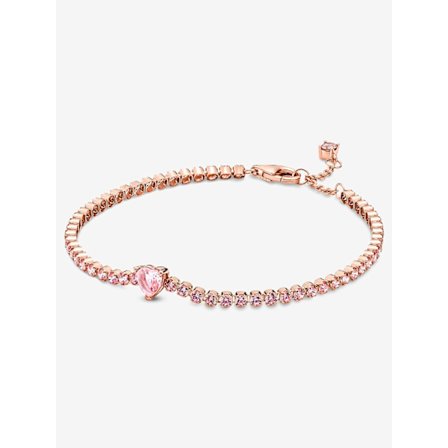 Pandora - Sparkling Heart Tennisarmband - 14k roséguldplätering
