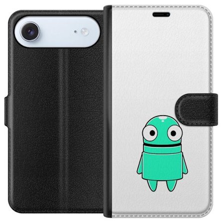 Yhteensopiva Lompakkokotelo Apple Apple iPhone 17 Air Turkoosi piirroshahmo isoilla silmillä ja iloisella persoonallisuudella yksinkertaisessa kuvitu