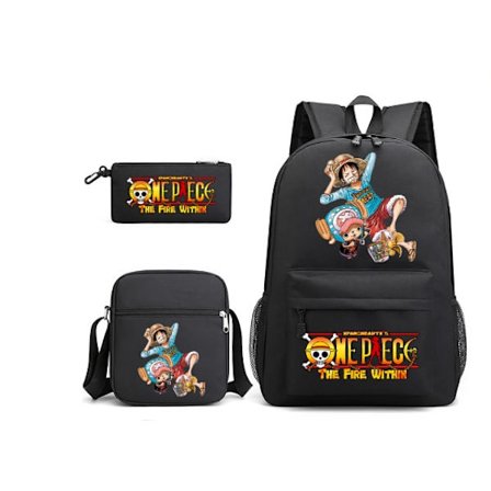 3 st/set One Piece Ryggsäck Anime Barn Skolväska 18 Tum