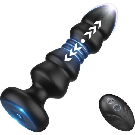 Stødende anal vibrator - Anal sexlegetøj fjernbetjening sort