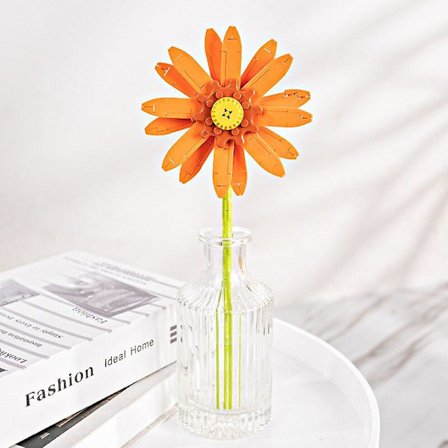 Simuleringsbyggesteiner blomst tulipan rose solsikke pottebukett mini blomsterblokk diy barns montering leketøy jentegave