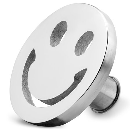 Silver-tone Stainless Steel Smiley Emoji Watch Charm for Men - Watch Accessories