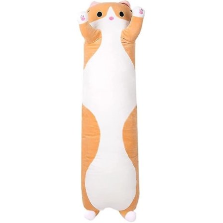 Mjukdjur Katt Lång Bomull Söt Kattdocka Mjukdjur Mjuk Bomull Fylld Sovkudde Brun 90cm