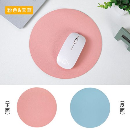 Rund musmatta i läder enfärgad liten datorskrivbordsmatta liten fräsch tjej tangentbord spel