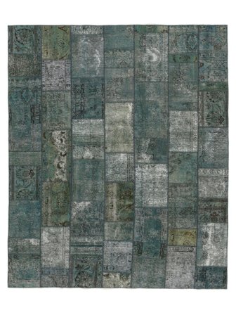 Patchwork Vloerkleed 254X302 Zwart/Donkergroen Groot Wol, Perzië