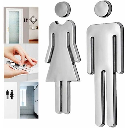 2 stk 12x4cm WC Offentlig Restaurant Hotell Kafeteria Toalett Dør Klistremerke Skilt