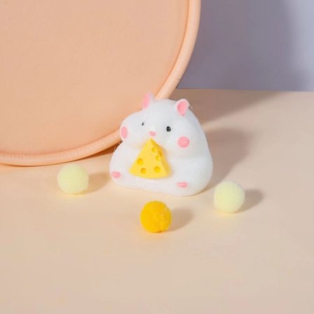 Håndlaget Taba Squishy Liten Hamster Silikon Klemmeleke for Stressavlastning Søt Hamster Lekegaver