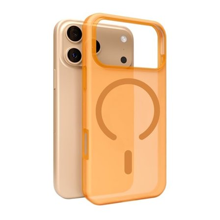 Puro Daylight Magsafe-kompatibelt silikoneetui til iPhone 17 Pro - Gennemsigtig orange