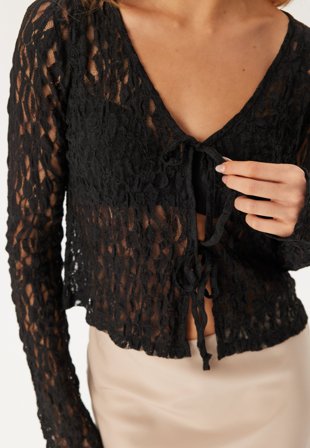 BUBBLEROOM - Reversible Lace Cardigan - XS