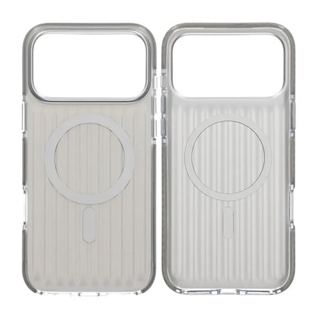 Corrugated suitcase metal paint magnetic suction Case For iPhone 17 Pro Max Silver