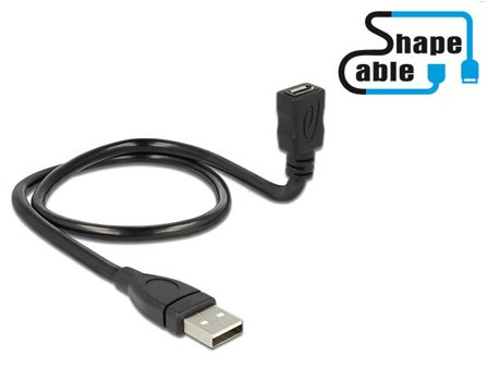 Delock ShapeCable - USB-forlengelseskabel - Micro-USB type B til USB - 50 cm