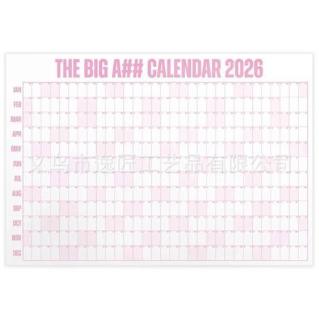 Den Stora Kalendern 2026 - Extra Stor Väggkalender med Penna & Stickers, 2026 Månadsplanerare för Hemmakontor, 84x109 cm-FS- rosa