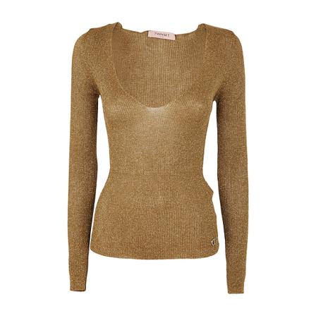 Twinset V-neck Knitwear , Bruin , Dames , Maat: S Truis