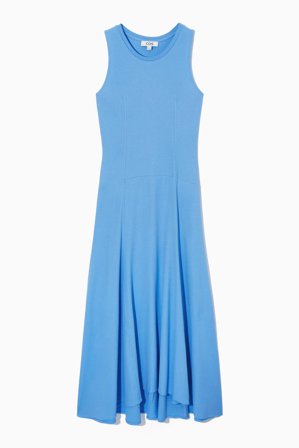 COS Women's Sleeveless Dropped-Waist Maxi Dress in Light Blue