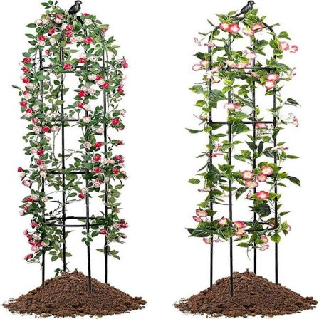 Obeliski säleikkö kiipeilykasveille ulkokäyttöön 180 cm, puutarhatorni säleikkö ruukkukasveille sisäkäyttöön sidontalangalla 120 cm