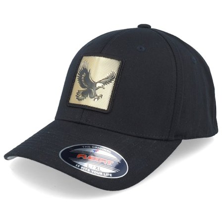 Iconic - Zwart flexfit Cap - Eagle Gold Patch Black Flexfit @ Hatstore