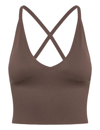 aim ́n Shape Seamless Cross Back Bralette - Brown - XL