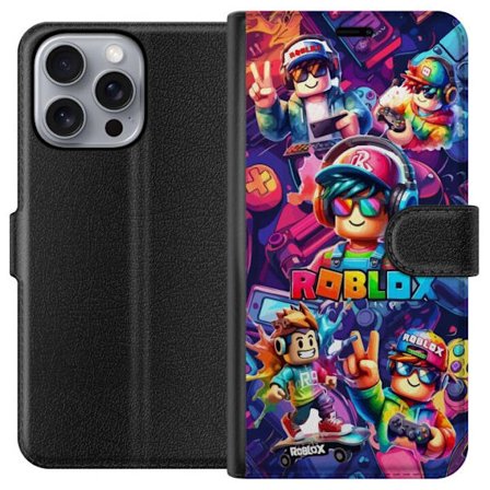 Yhteensopiva Lompakkokotelo Apple Apple iPhone 16 Pro Max Värikäs Roblox-peliryhmä kuulokkeilla, ohjaimilla ja neonväreillä, täydellinen lapsill