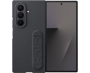 Samsung Galaxy Fold7 Silicone Case Black - Mjukt silikonskal med ställ till Samsung Galaxy Z Fold7