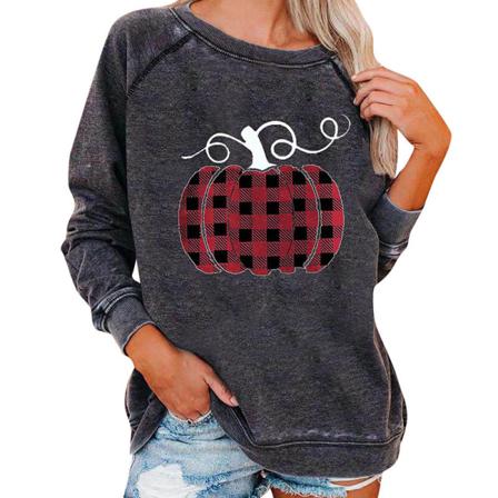 Kvinnor Print Xmas Toppar Crew Neck Christmas Casual Pullover