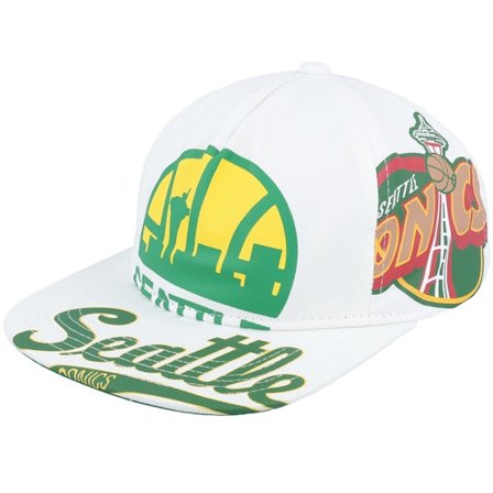 Mitchell & Ness - NBA - White - snapback - Cap - Seattle Supersonics In Your Face Deadstock Hwc White Snapback - Hatstore