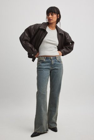 NA-KD - Jeans med lavt liv - Low waist jeans - Blå - EU 44