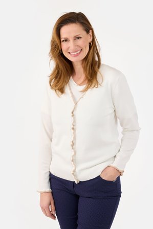 BRANDTEX - Strik Cardigan - Off White - Perleknapper