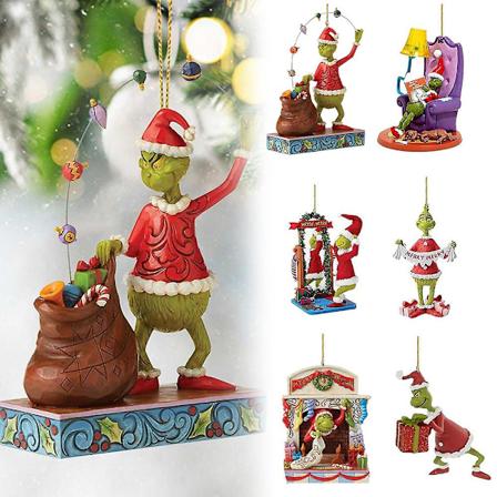 6-pack julgrinch-dekor - julgranshängande prydnader - hur grinch stal julen! Festlig julhänge i 2D-akryl DB