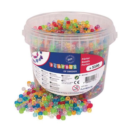 PLAYBOX Kongopärlor små transp 5000/fp - Lyreco - Skola och förskola - Hobbymaterial - Pärlor