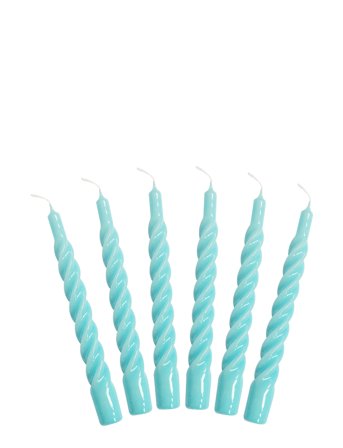 Kunstindustrien Twisted Candles, 6 Piece Box - Blue - ONE SIZE