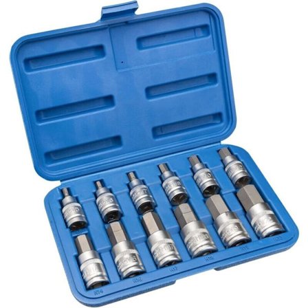 Torx Hex Socket Socketnøkkelsett 12 deler, Hex Socket 5, 6, 7, 8, 10, 12, 14, 16, 17, 18, 19, 22mm, Med plastlagringsboks, 12, 5mm (1/2 tomme),