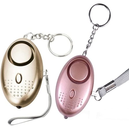 2 stk. 140DB nøglering med LED-lys, personlig sikkerhedsalarm til kvinder, børn og ældre