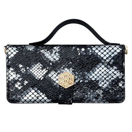 Etui til iPhone 16e svart enkelt skinn etui slange mønster håndholdt crossbody lommebok