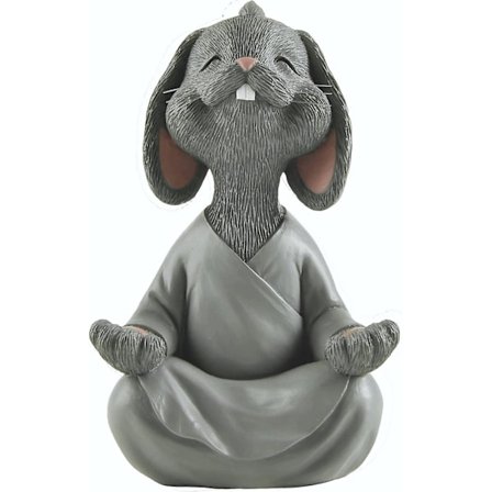 1 stk. Fantasifuld Grå Glad Kanin Buddha Figur til Meditation og Yoga Kanin Elsker Gaver, Yoga Gaver, Meditationsgaver, Yoga Dekoration, Namaste Gaver