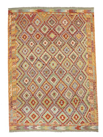 Kilim Afghan Old Style Rug 206X289 Brown/Dark Yellow Wool, Afghanistan