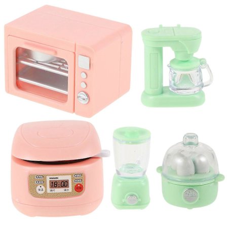 1 setti miniatyyri keittiökoneita lasten leikkilelu roolileikki lelu nukkekodin rekvisiitta mini realistinen uuni kahvinkeitin mehupuristin muna[YJD]