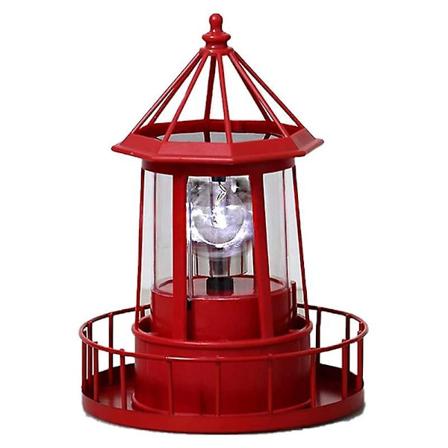 Led-solenergi fyr, 360 graders roterande innergårdsbelysning A Red