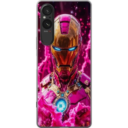 Kompatibel Mobilcover til Sony Xperia 5 V Kantet grøn figur i pixeleret fantasiverden med træhus og dyr i retro spilmiljø