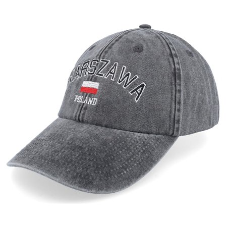 Iconic - Zwart unconstructed Cap - Warszawa Poland Washed Black Dad Cap @ Hatstore